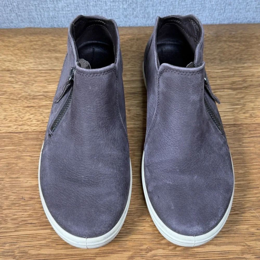 Ecco Womens Soft7 Shoe Size 37 6 Gray Nubuck Zip Bootie Mid Sneaker Comfy Casual